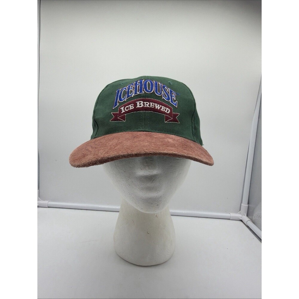Vintage 90s Icehouse Beer Ice Brewed Snapback Hat Green Miller